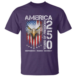 America 250 Years Of Freedom T Shirt USA Anniversary Bald Eagle Patriotic Jets TS11 Purple Print Your Wear