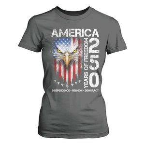 America 250 Years Of Freedom T Shirt For Women USA Anniversary Bald Eagle Patriotic Jets TS11 Dark Heather Print Your Wear
