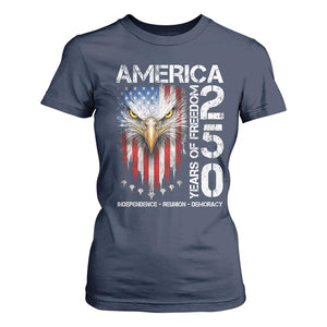 America 250 Years Of Freedom T Shirt For Women USA Anniversary Bald Eagle Patriotic Jets TS11 Navy Print Your Wear