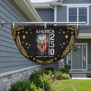 America 250 Years Of Freedom Patriotic Fan Flag USA Anniversary Bald Eagle Jets