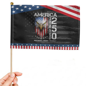 America 250 Years Of Freedom Patriotic Handheld Flag USA Anniversary Bald Eagle Jets TS11 Distressed 8.2" × 5.5" Black Blue Print Your Wear