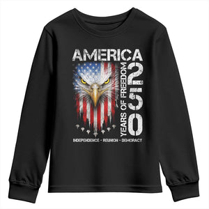 America 250 Years Of Freedom Youth Sweatshirt USA Anniversary Bald Eagle Patriotic Jets TS11 Black Print Your Wear