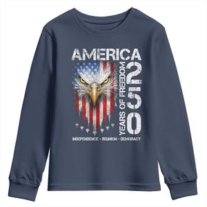 America 250 Years Of Freedom Youth Sweatshirt USA Anniversary Bald Eagle Patriotic Jets TS11 Navy Print Your Wear