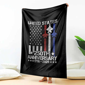 USA 250th Anniversary Throw Blanket Vintage American Flag Jets Semiquincentennial TS11 Print Your Wear