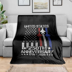 USA 250th Anniversary Throw Blanket Vintage American Flag Jets Semiquincentennial TS11 Print Your Wear