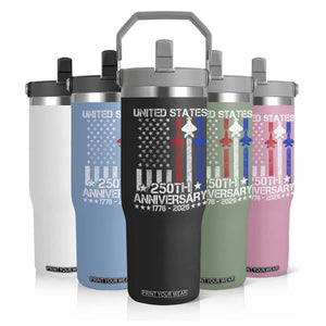USA 250th Anniversary Flip Straw Tumbler Vintage American Flag Jets Semiquincentennial TS11 Print Your Wear