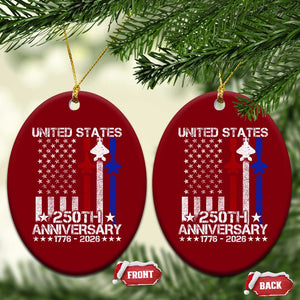 USA 250th Anniversary Ceramic Ornament Vintage American Flag Jets Semiquincentennial TS11 Print Your Wear