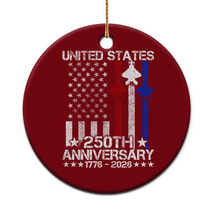USA 250th Anniversary Ceramic Ornament Vintage American Flag Jets Semiquincentennial TS11 1pc Red Print Your Wear