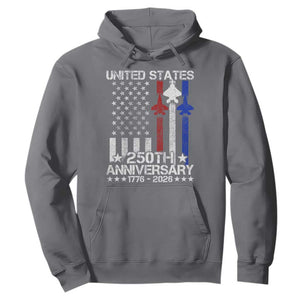 USA 250th Anniversary Hoodie Vintage American Flag Jets Semiquincentennial TS11 Charcoal Print Your Wear