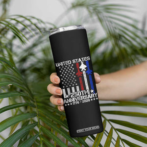 USA 250th Anniversary Skinny Tumbler Vintage American Flag Jets Semiquincentennial TS11 Print Your Wear