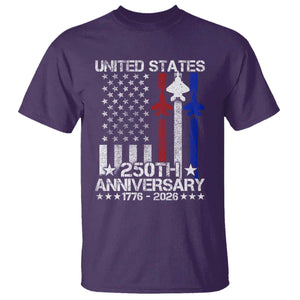 USA 250th Anniversary T Shirt Vintage American Flag Jets Semiquincentennial TS11 Purple Print Your Wear