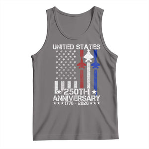 USA 250th Anniversary Tank Top Vintage American Flag Jets Semiquincentennial TS11 Deep Heather Print Your Wear