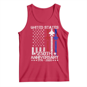 USA 250th Anniversary Tank Top Vintage American Flag Jets Semiquincentennial TS11 Red Print Your Wear