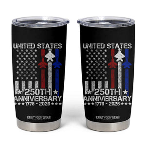 USA 250th Anniversary Tumbler Cup Vintage American Flag Jets Semiquincentennial TS11 Black Print Your Wear