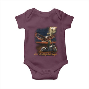 Soar On Wings Like Eagles Christian Baby Onesie Isaiah 40:31 Bible Verse Faith Motorcycle TS11 Maroon Print Your Wear