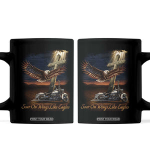 Soar On Wings Like Eagles Christian Coffee Mug Isaiah 40:31 Bible Verse Faith Motorcycle TS11 Black Print Your Wear