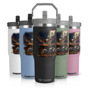 Soar On Wings Like Eagles Christian Flip Straw Tumbler Isaiah 40:31 Bible Verse Faith Motorcycle TS11 Print Your Wear
