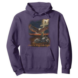 Soar On Wings Like Eagles Christian Hoodie Isaiah 40:31 Bible Verse Faith Motorcycle TS11 Purple Print Your Wear