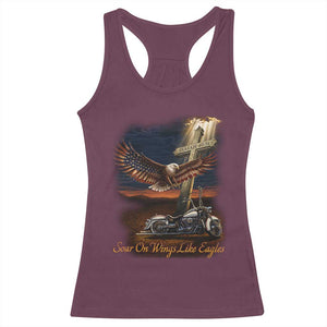 Soar On Wings Like Eagles Christian Racerback Tank Top Isaiah 40:31 Bible Verse Faith Motorcycle TS11 Maroon Print Your Wear