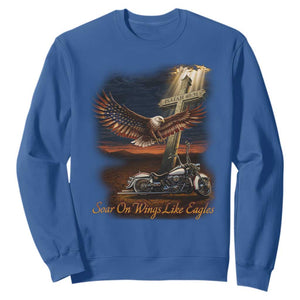 Soar On Wings Like Eagles Christian Sweatshirt Isaiah 40:31 Bible Verse Faith Motorcycle TS11 Royal Blue Print Your Wear