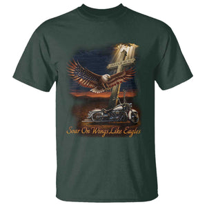 Soar On Wings Like Eagles Christian T Shirt Isaiah 40:31 Bible Verse Faith Motorcycle TS11 Dark Forest Green Print Your Wear