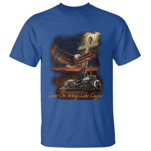 Soar On Wings Like Eagles Christian T Shirt Isaiah 40:31 Bible Verse Faith Motorcycle TS11 Royal Blue Print Your Wear
