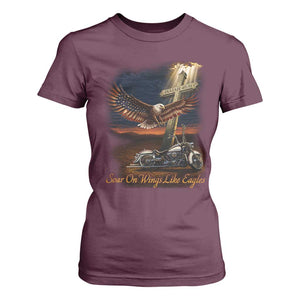 Soar On Wings Like Eagles Christian T Shirt For Women Isaiah 40:31 Bible Verse Faith Motorcycle TS11 Maroon Print Your Wear