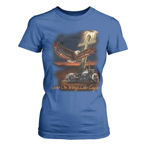 Soar On Wings Like Eagles Christian T Shirt For Women Isaiah 40:31 Bible Verse Faith Motorcycle TS11 Royal Blue Print Your Wear