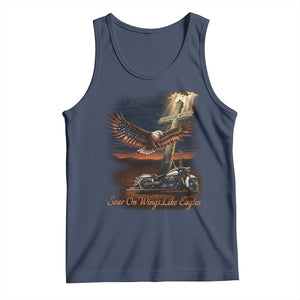 Soar On Wings Like Eagles Christian Tank Top Isaiah 40:31 Bible Verse Faith Motorcycle TS11 Navy Print Your Wear