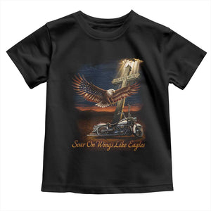 Soar On Wings Like Eagles Christian Toddler T Shirt Isaiah 40:31 Bible Verse Faith Motorcycle TS11 Black Print Your Wear