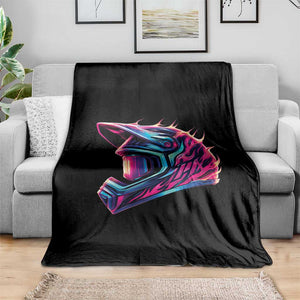 Motocross Helmet Neon Flame Graphic Dirt Bike Racing Throw Blanket TS11 Print Your Wear