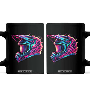 Motocross Helmet Neon Flame Graphic Dirt Bike Racing Coffee Mug TS11 Black Print Your Wear