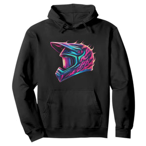 Motocross Helmet Neon Flame Graphic Dirt Bike Racing Hoodie TS11 Black Print Your Wear
