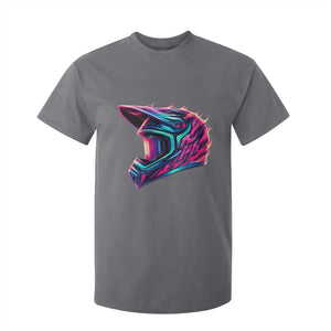 Motocross Helmet Neon Flame Graphic Dirt Bike Racing T Shirt For Kid TS11 Charcoal Print Your Wear
