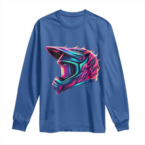 Motocross Helmet Neon Flame Graphic Dirt Bike Racing Long Sleeve Shirt TS11 Royal Blue Print Your Wear