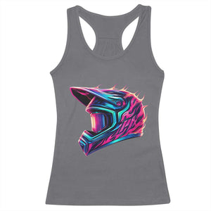 Motocross Helmet Neon Flame Graphic Dirt Bike Racing Racerback Tank Top TS11 Charcoal Print Your Wear