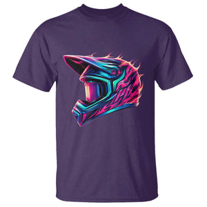 Motocross Helmet Neon Flame Graphic Dirt Bike Racing T Shirt TS11 Purple Print Your Wear