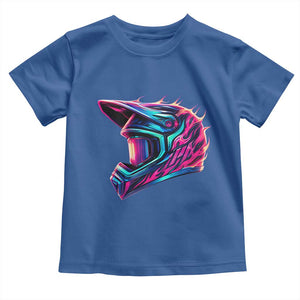 Motocross Helmet Neon Flame Graphic Dirt Bike Racing Toddler T Shirt TS11 Royal Blue Print Your Wear