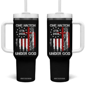 One Nation Under God 250 Years Tumbler With Handle 250th Anniversary USA TS11 One Size: 40 oz Black Print Your Wear