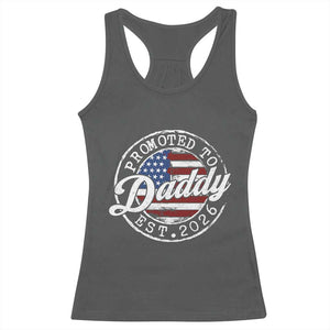 Promoted to Daddy 2026 Racerback Tank Top New Dad US Flag Fathers Day TS11 Dark Heather Print Your Wear