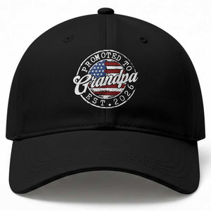 Promoted to Grandpa 2026 Baseball Cap New Grandfather US Flag Fathers Day TS11 Print Your Wear