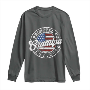 Promoted to Grandpa 2026 Long Sleeve Shirt New Grandfather US Flag Fathers Day TS11 Dark Heather Print Your Wear