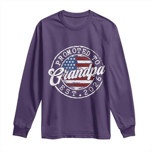Promoted to Grandpa 2026 Long Sleeve Shirt New Grandfather US Flag Fathers Day TS11 Purple Print Your Wear