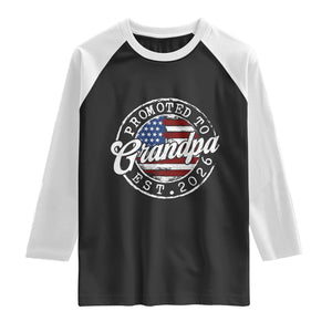 Promoted to Grandpa 2026 Raglan Shirt New Grandfather US Flag Fathers Day TS11 Black White Print Your Wear