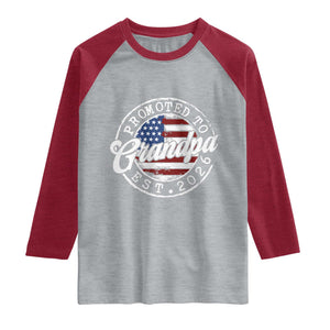 Promoted to Grandpa 2026 Raglan Shirt New Grandfather US Flag Fathers Day TS11 Heather Gray Heather Red Print Your Wear