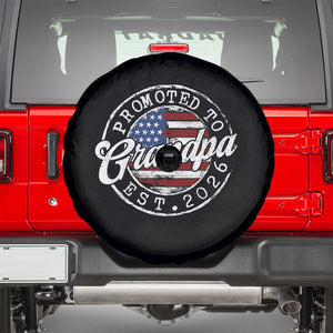 Promoted to Grandpa 2026 Spare Tire Cover New Grandfather US Flag Fathers Day TS11 Black Print Your Wear