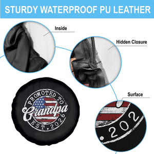 Promoted to Grandpa 2026 Spare Tire Cover New Grandfather US Flag Fathers Day TS11 Print Your Wear