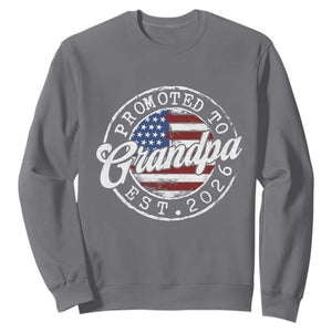 Promoted to Grandpa 2026 Sweatshirt New Grandfather US Flag Fathers Day TS11 Charcoal Print Your Wear