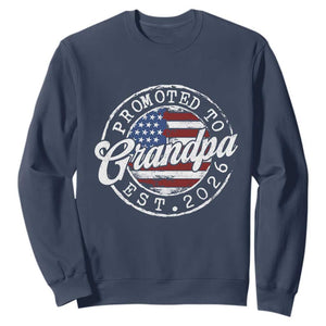 Promoted to Grandpa 2026 Sweatshirt New Grandfather US Flag Fathers Day TS11 Navy Print Your Wear