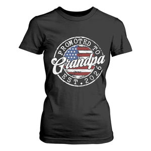 Promoted to Grandpa 2026 T Shirt For Women New Grandfather US Flag Fathers Day TS11 Black Print Your Wear